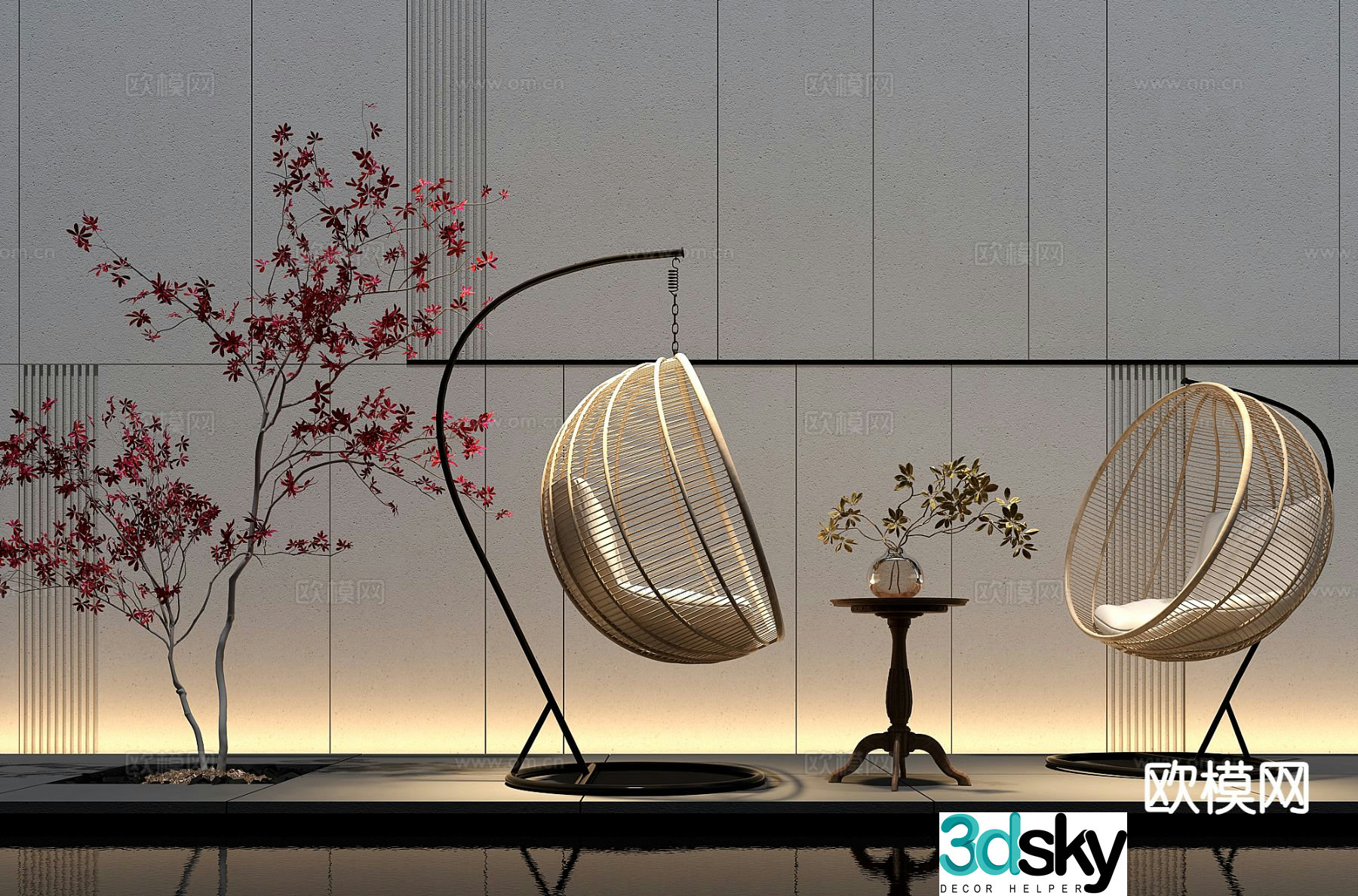 Modern leisure lounge chair hanging chair 3d model