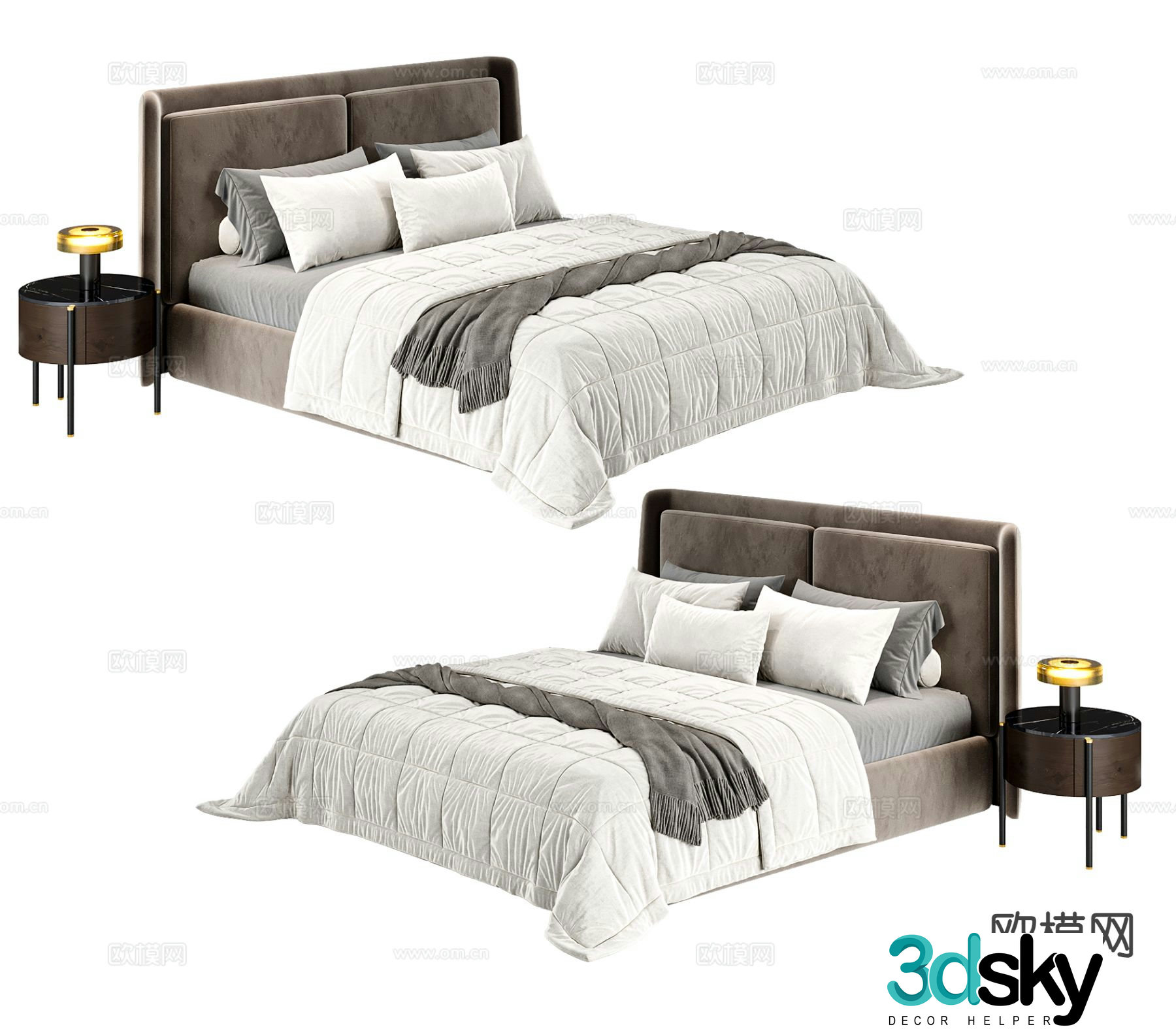 Modern double bed 3d model