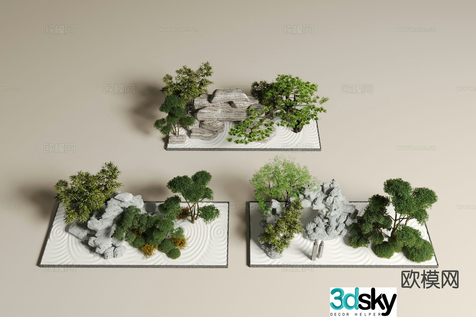 Rockery waterscape courtyard landscape sketch 3D model