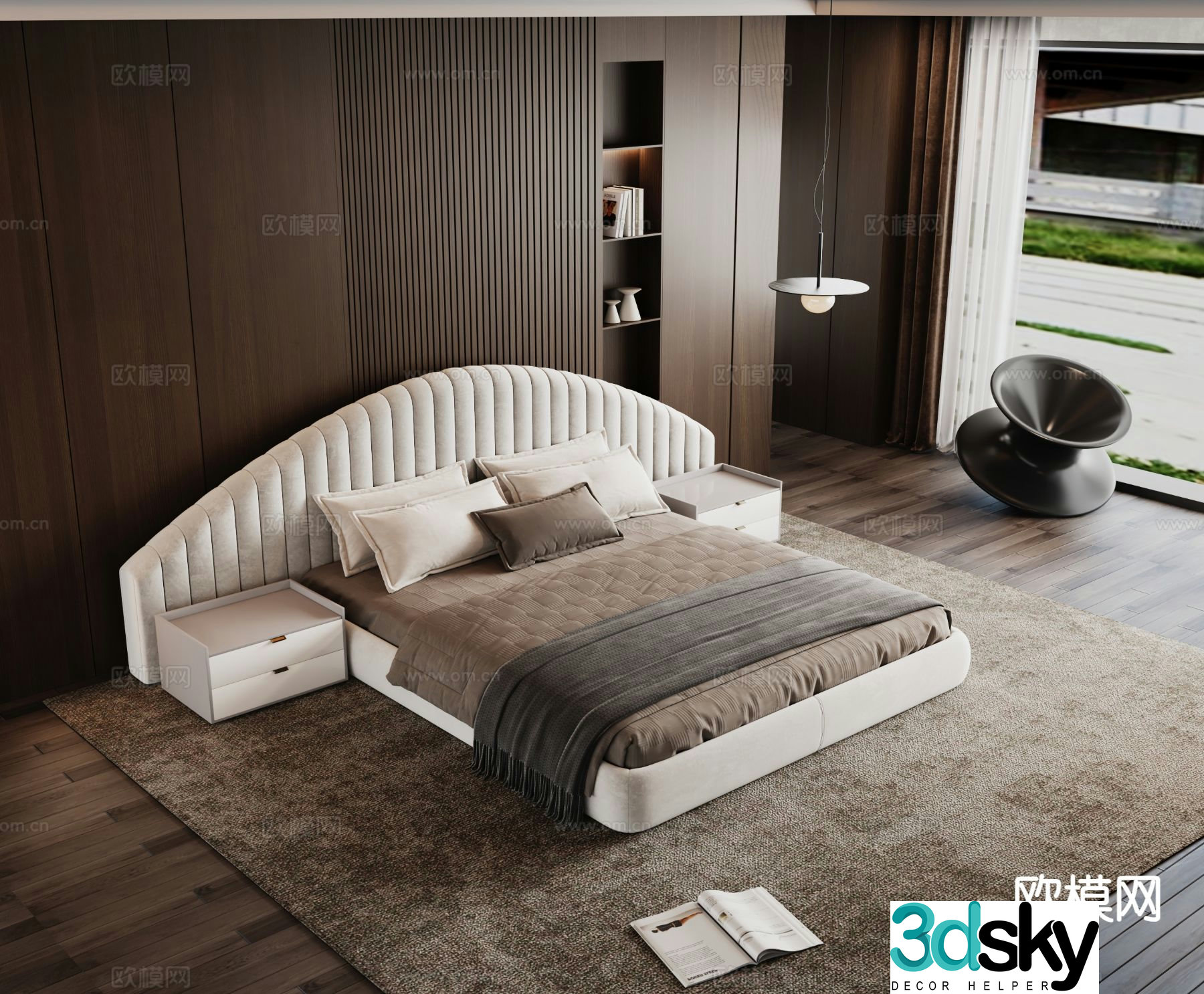 Modern double bed 3d model