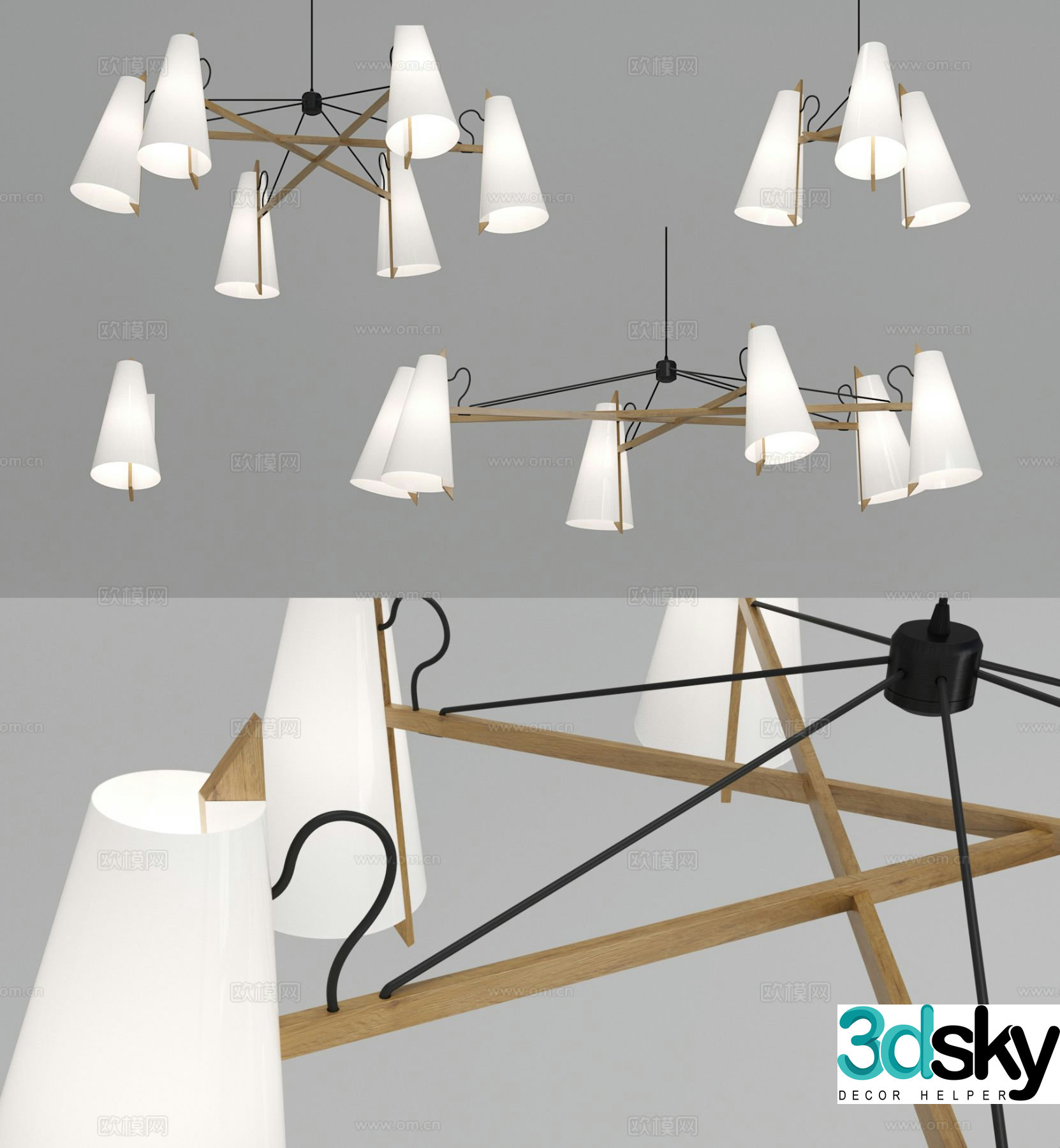 Nordic chandelier hall chandelier 3d model