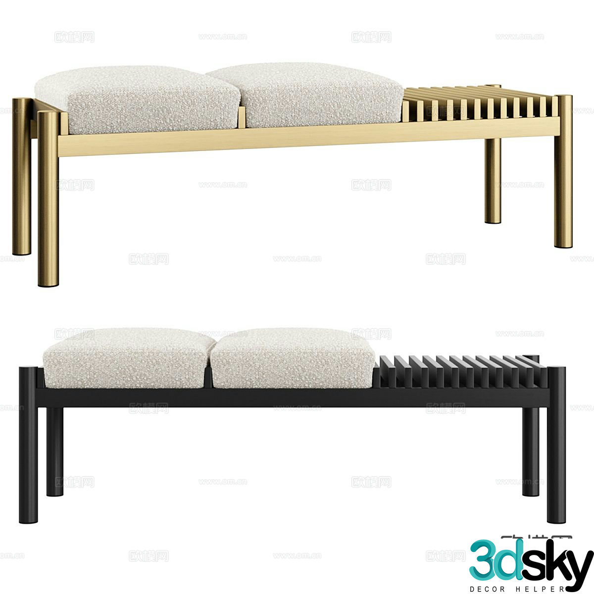 Modern footrest bedside stool 3d model