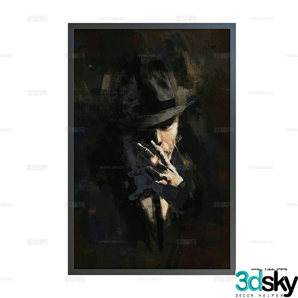 NC Design hanging painting decorative painting figure oil painting 3d model
