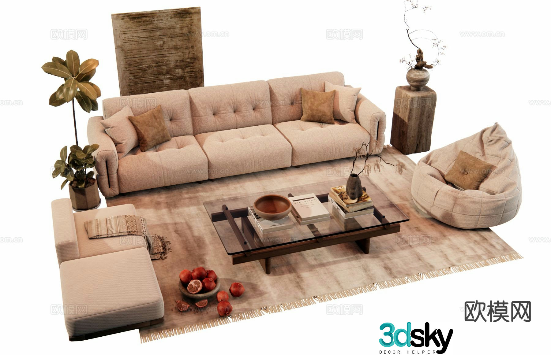 Wabi Sabi modular sofa 3d model