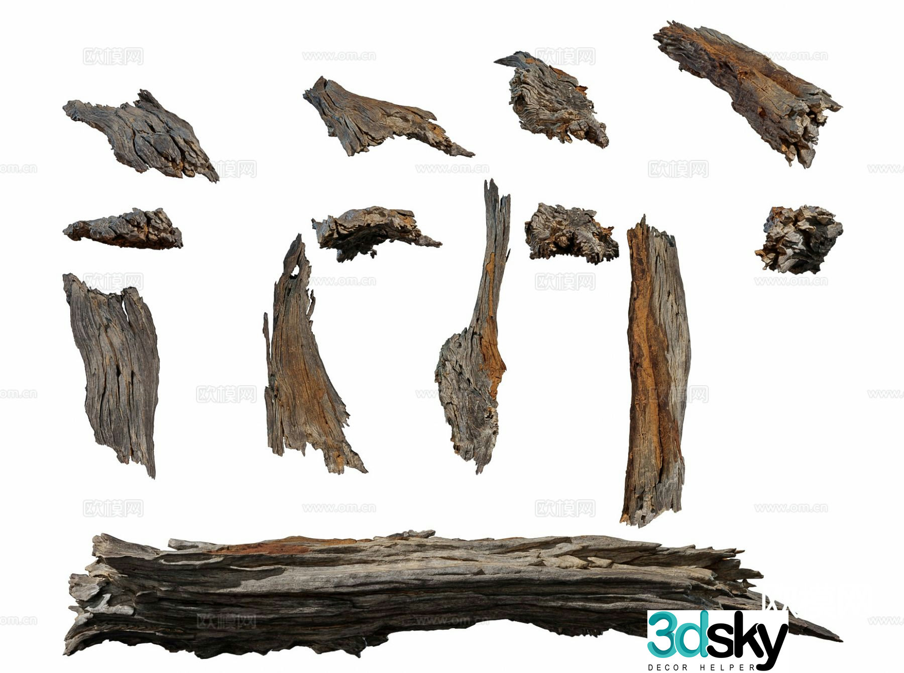Dead wood dead branches trunk stump 3d model