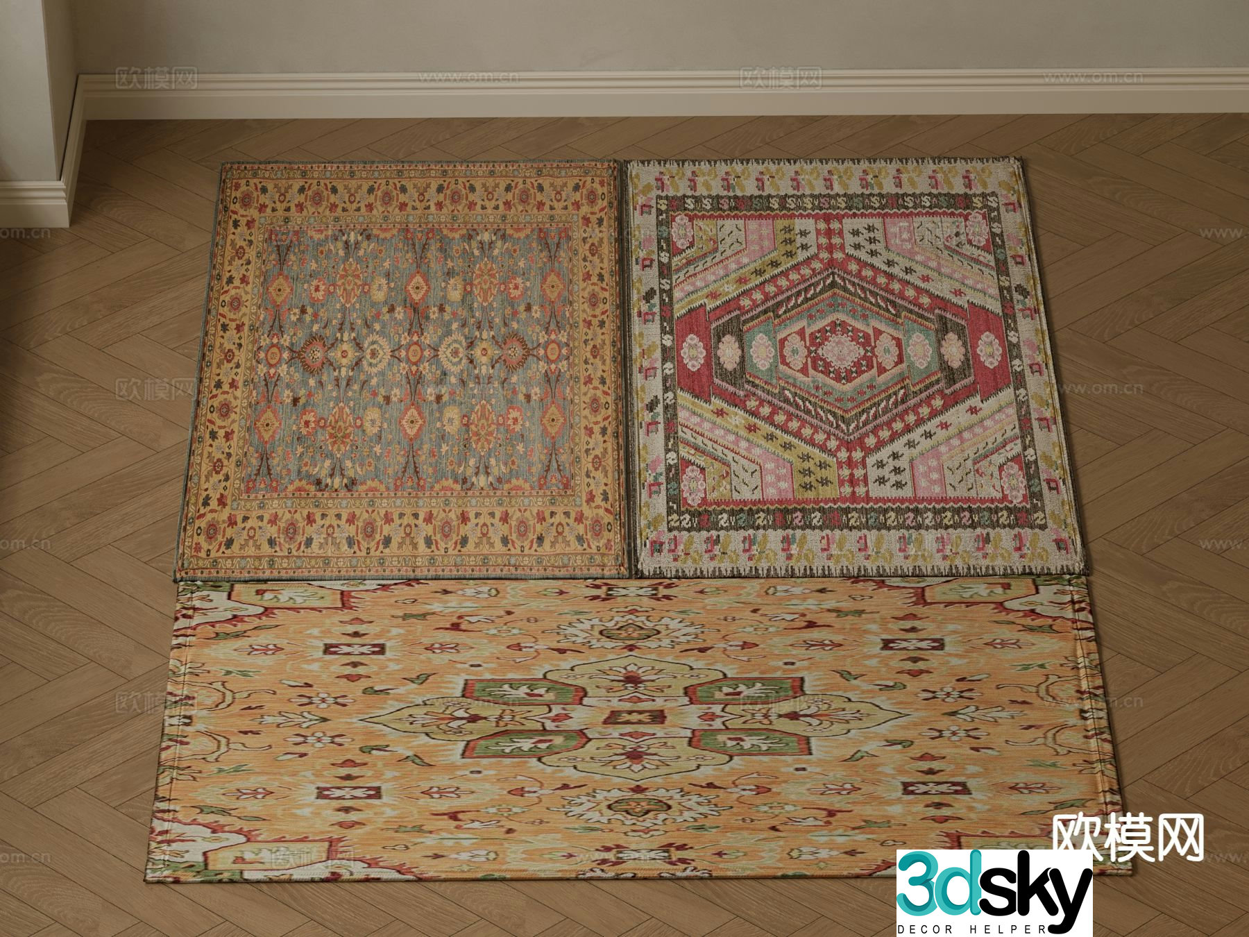 European carpet square carpet 3d model