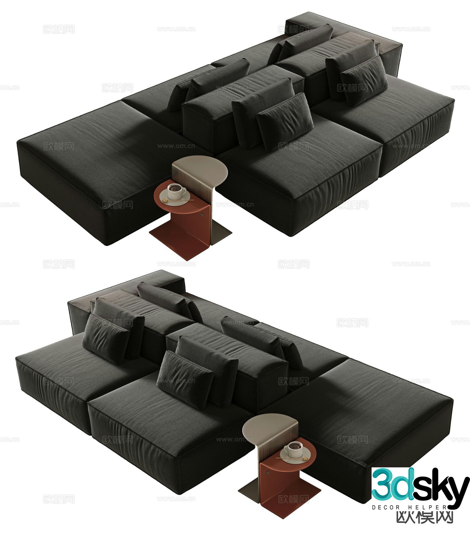 Card seat sofa double sofa 3d model