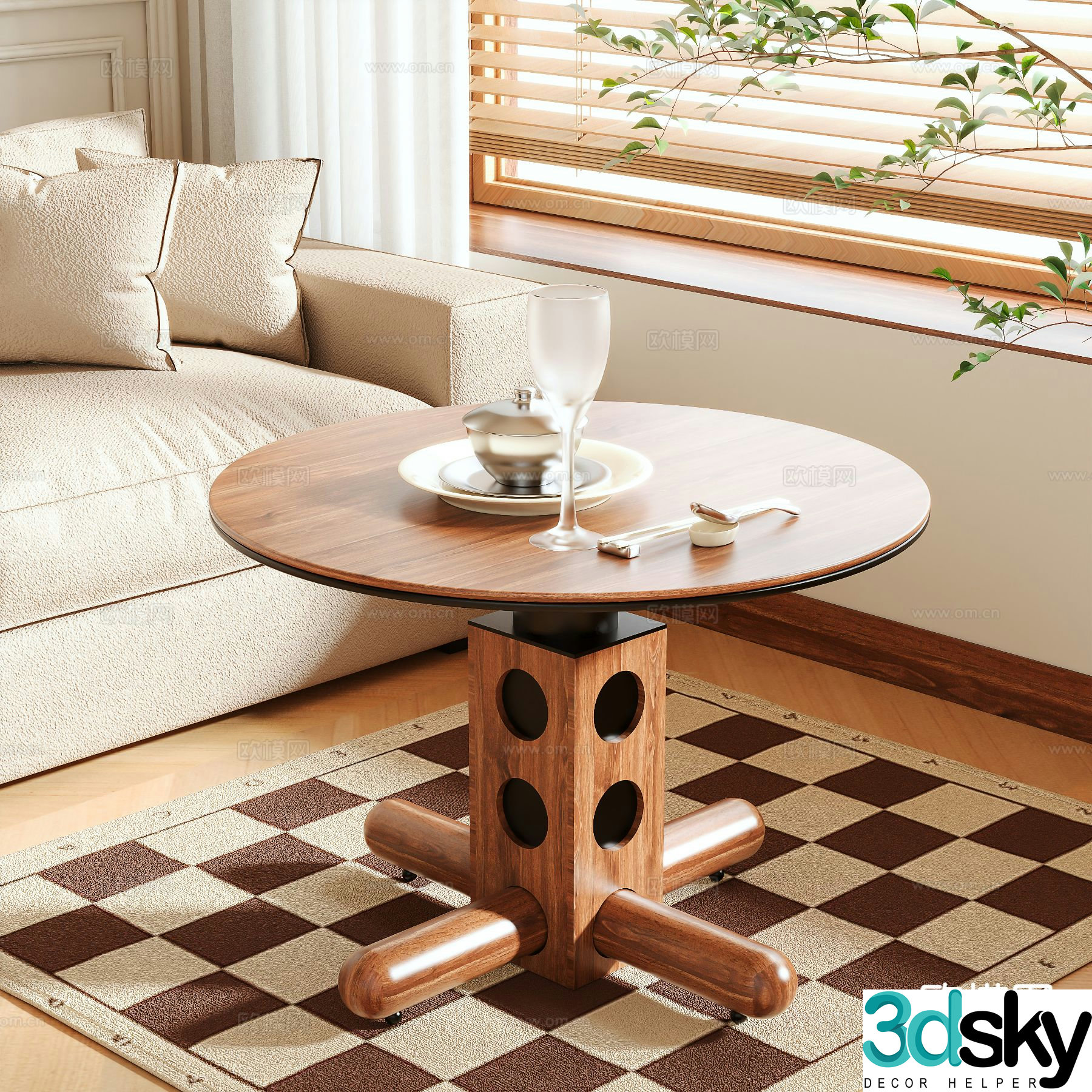 Nordic round coffee table 3d model