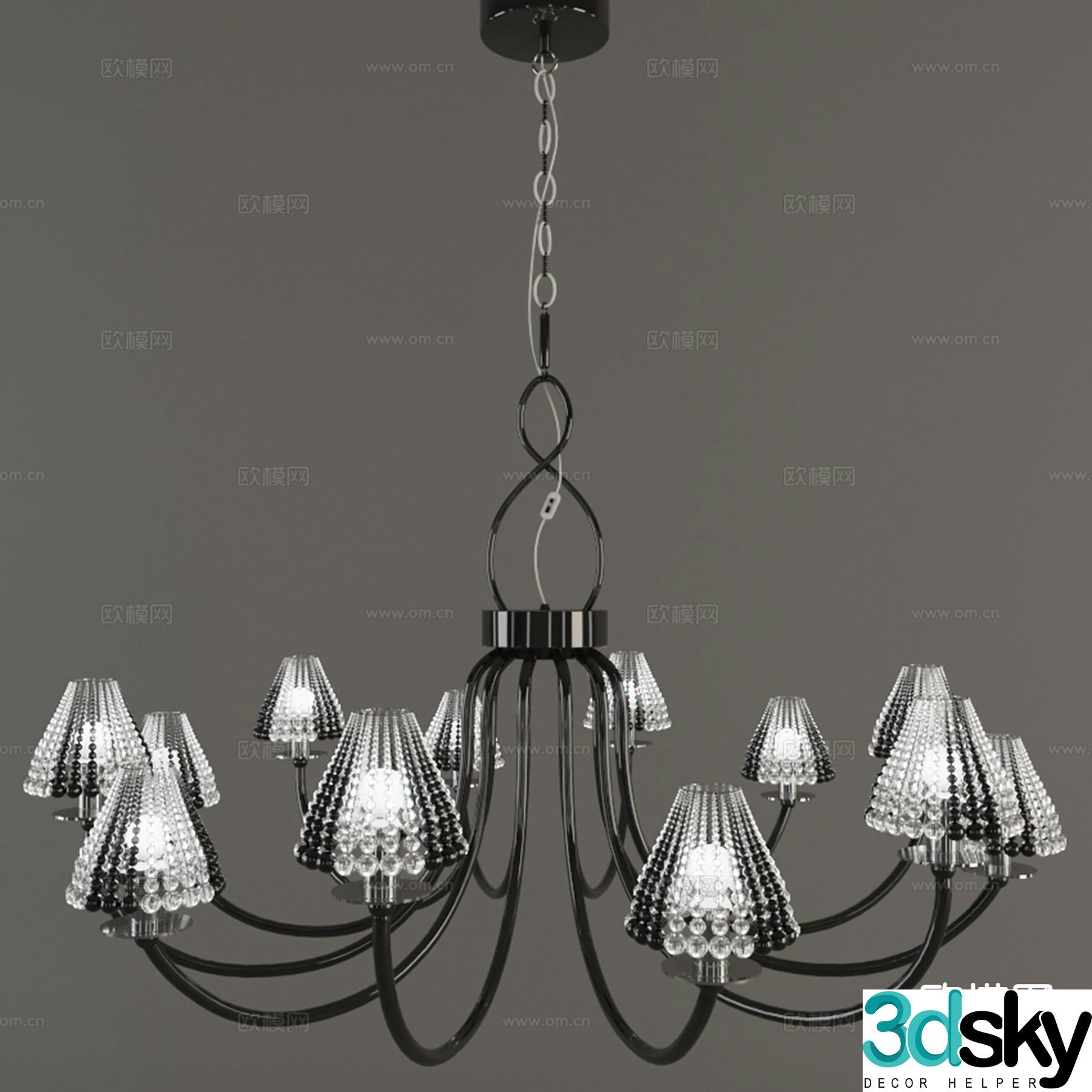 Light luxury chandelier fashion chandelier 3d model