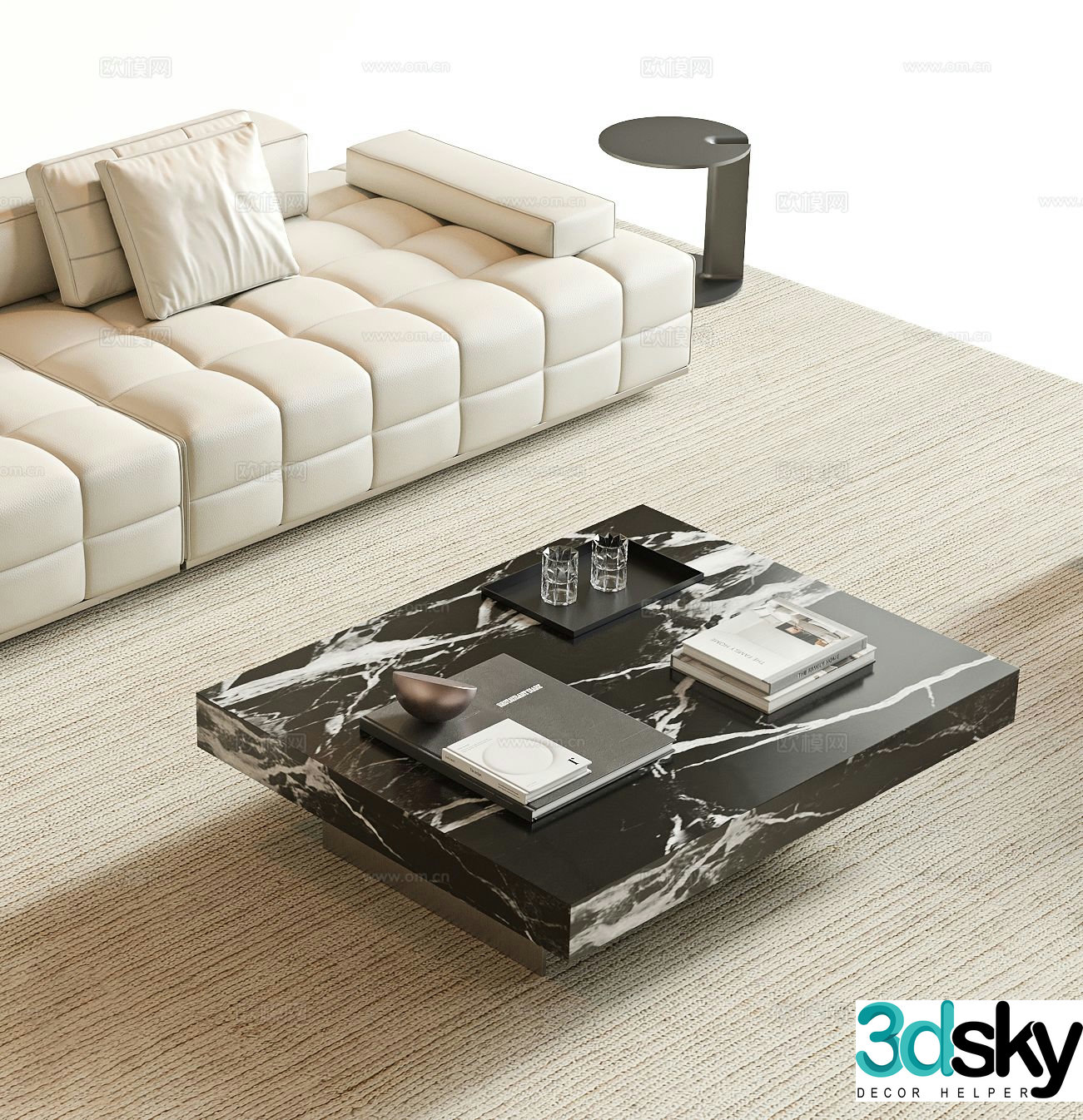 Square coffee table marble coffee table 3d model