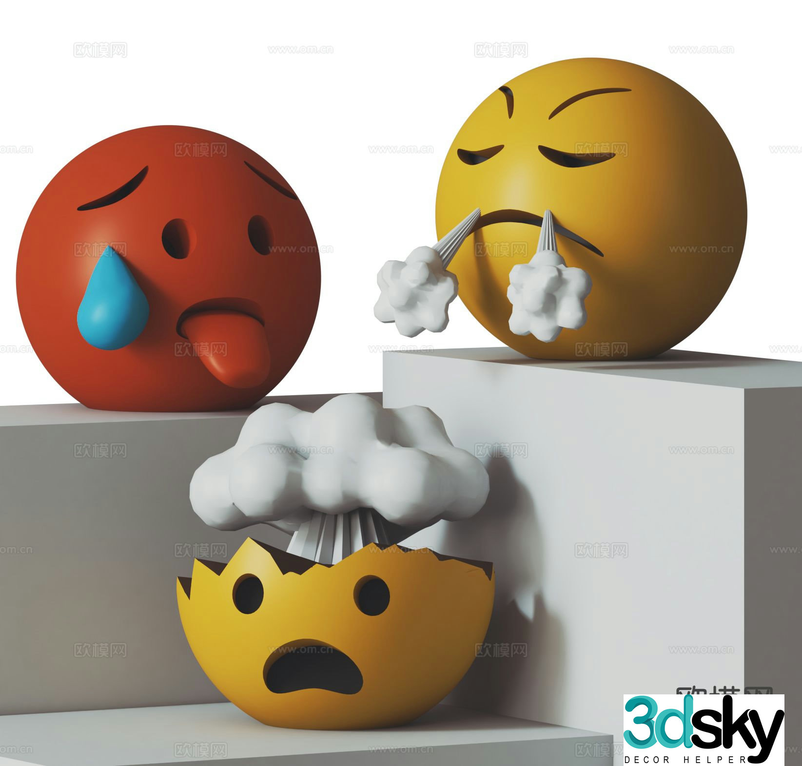 Modern emoticon sculpture emoticon doll 3d model