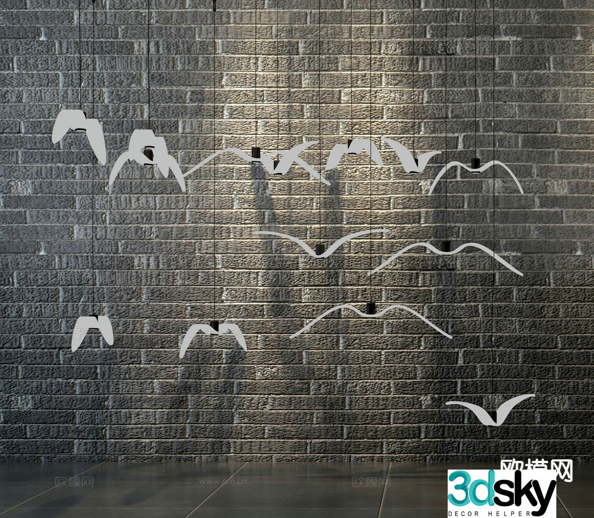 Modern flying bird chandelier 3d model
