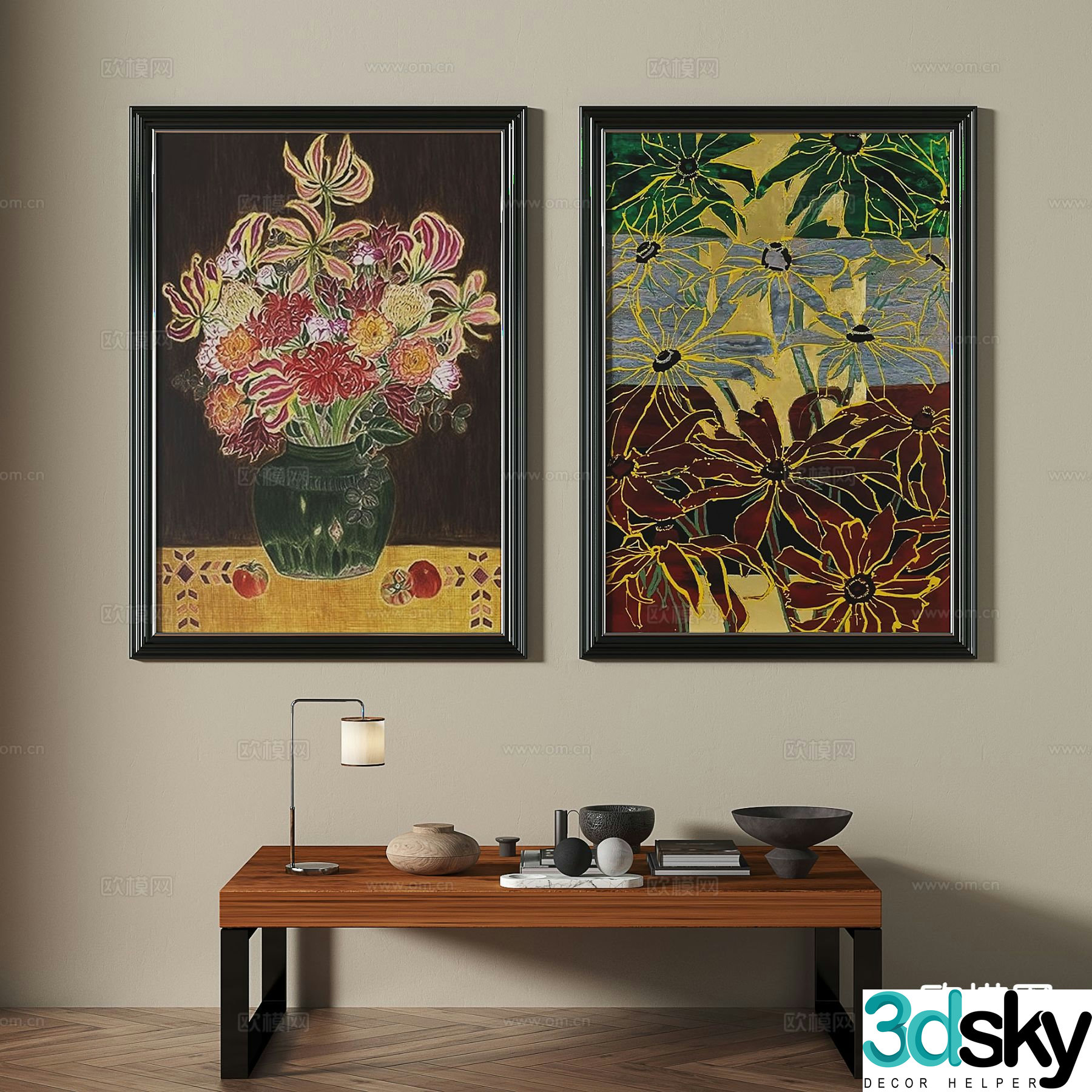 French retro painting oil painting decorative painting 3d model