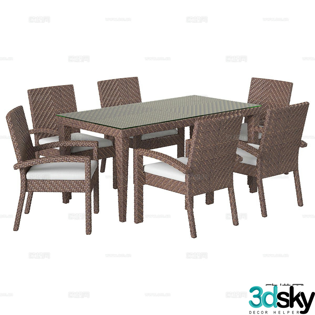Wabi-sabi dining table and chairs strip dining table 3d model