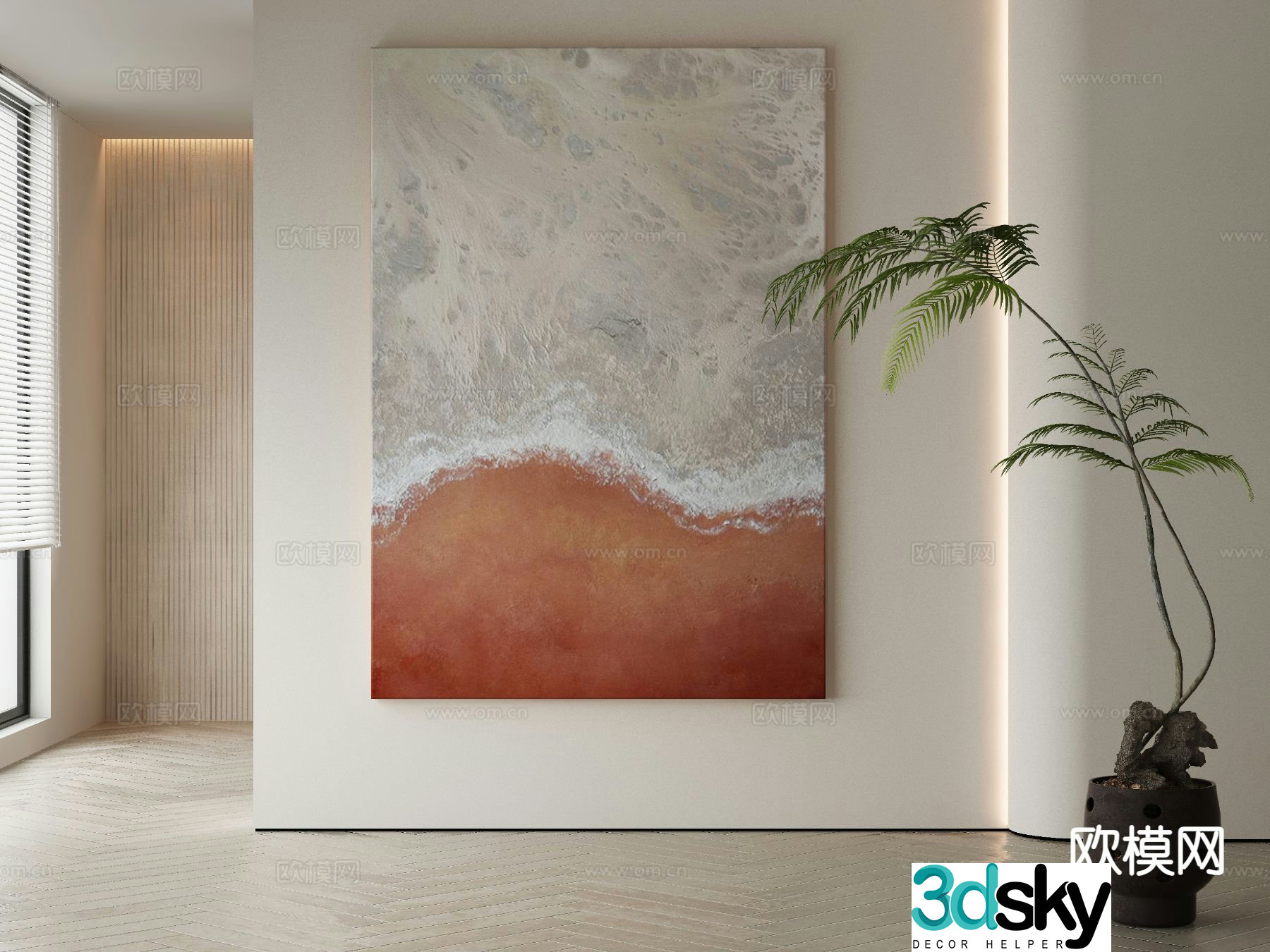 Wabi-sabi painting texture painting decorative painting hanging painting 3D model
