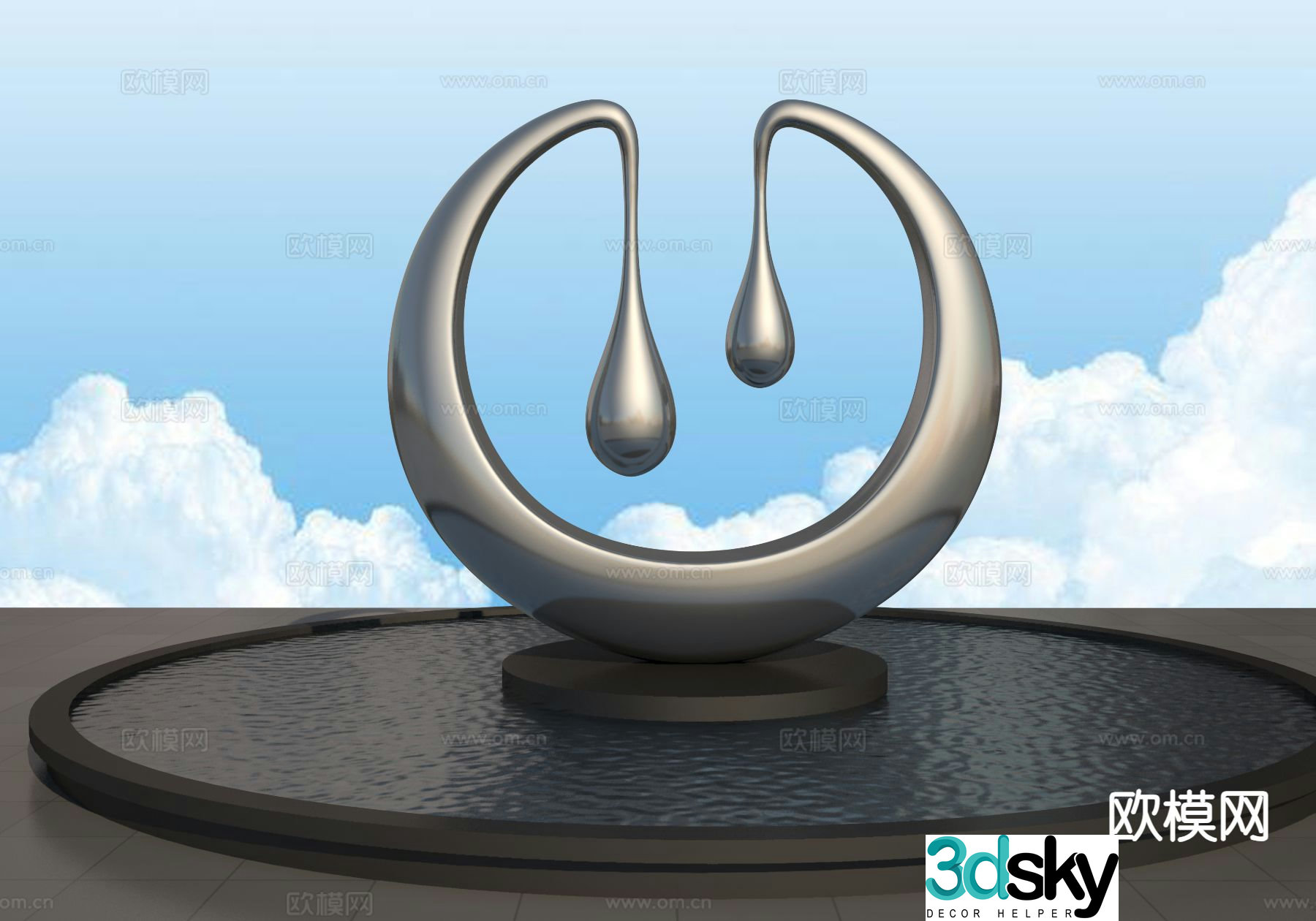 Water drop sculpture landscape sculpture 3d model