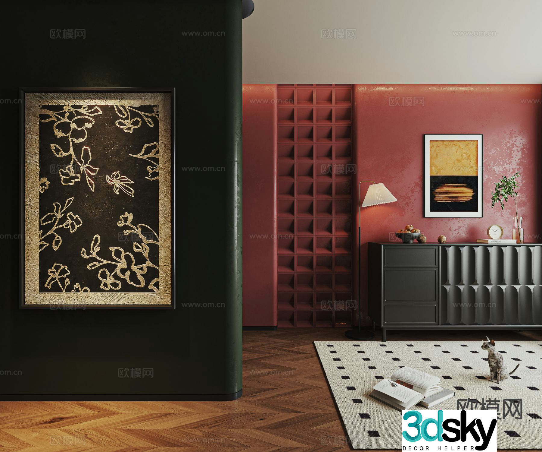 French decorative painting art painting hanging painting 3d model