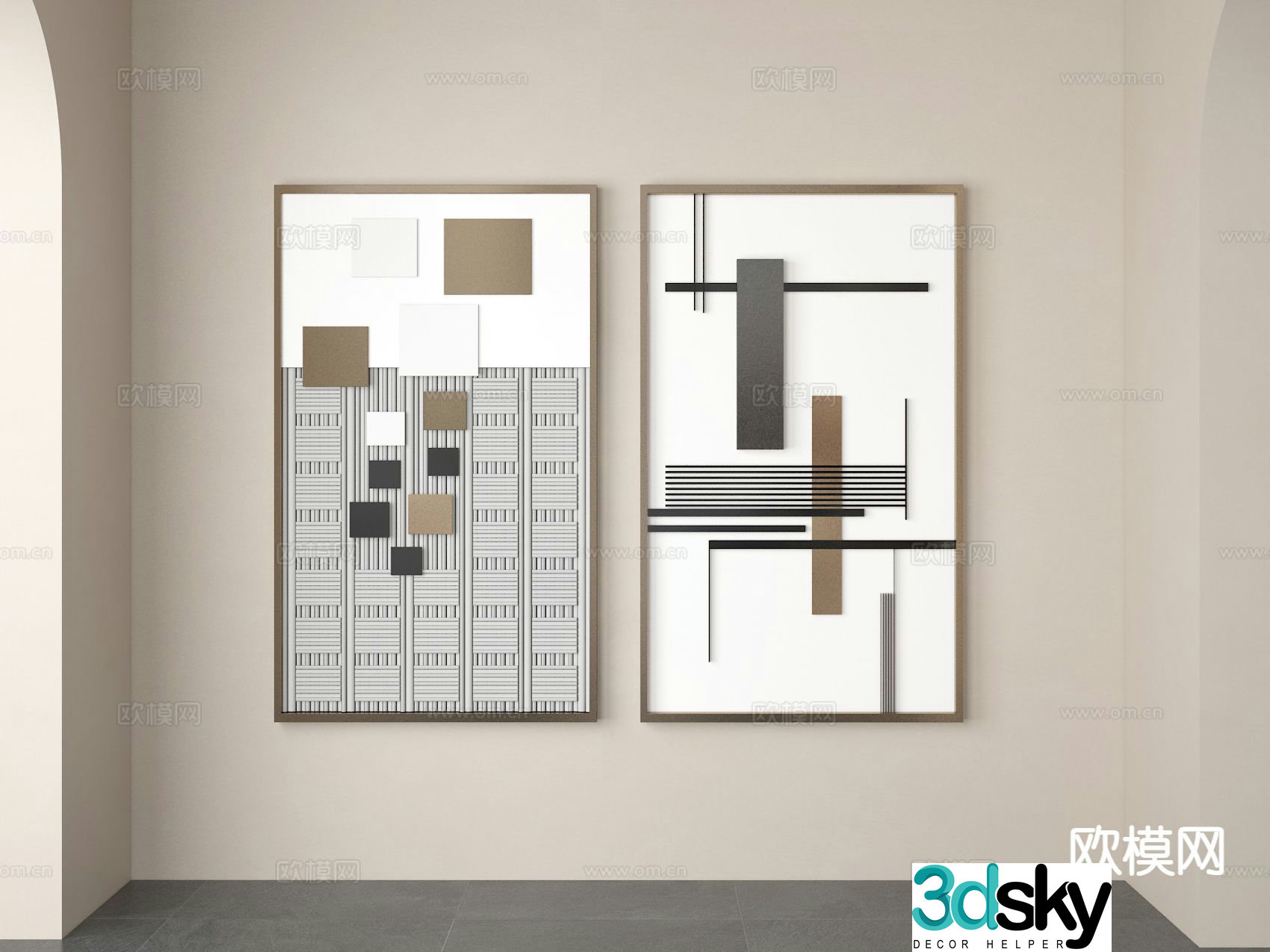Geometric hanging painting art painting decorative painting 3d model