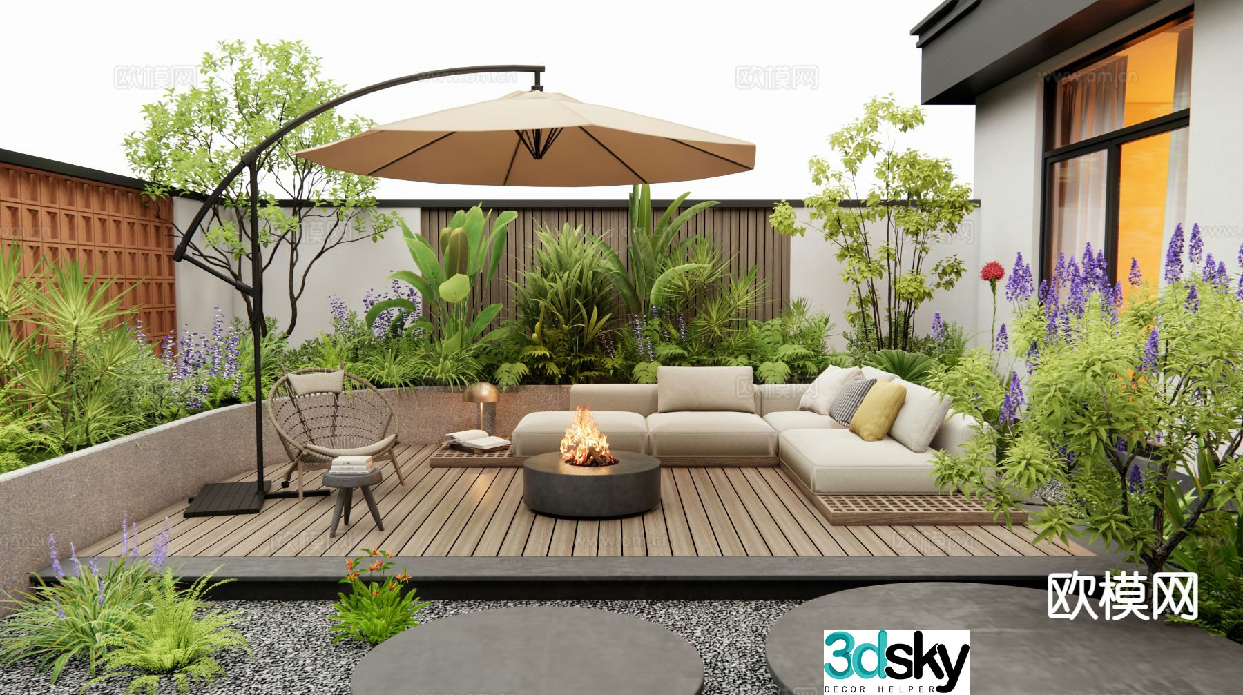 Modern courtyard garden courtyard landscape 3d model