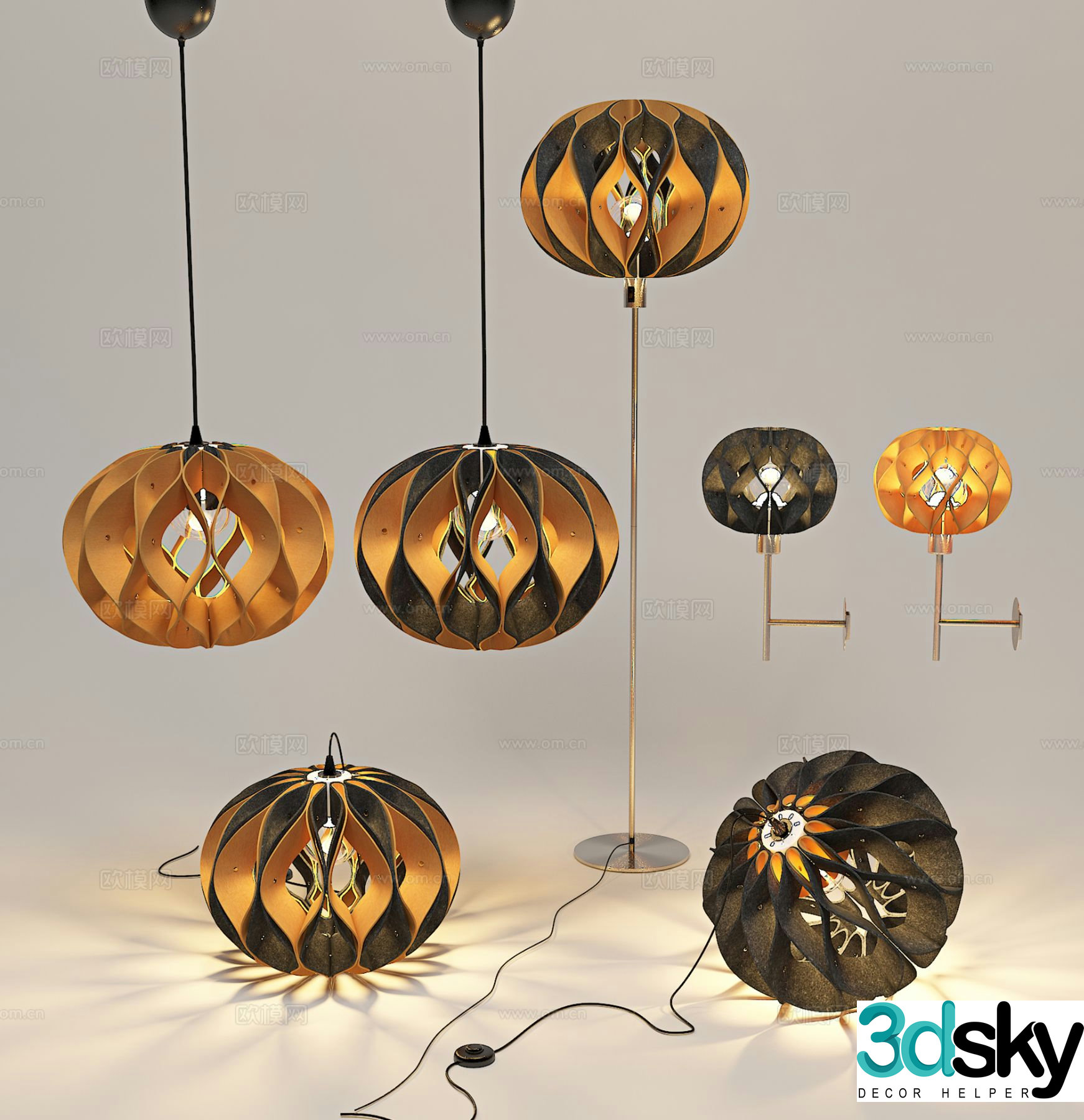 Modern art chandelier lantern chandelier 3d model