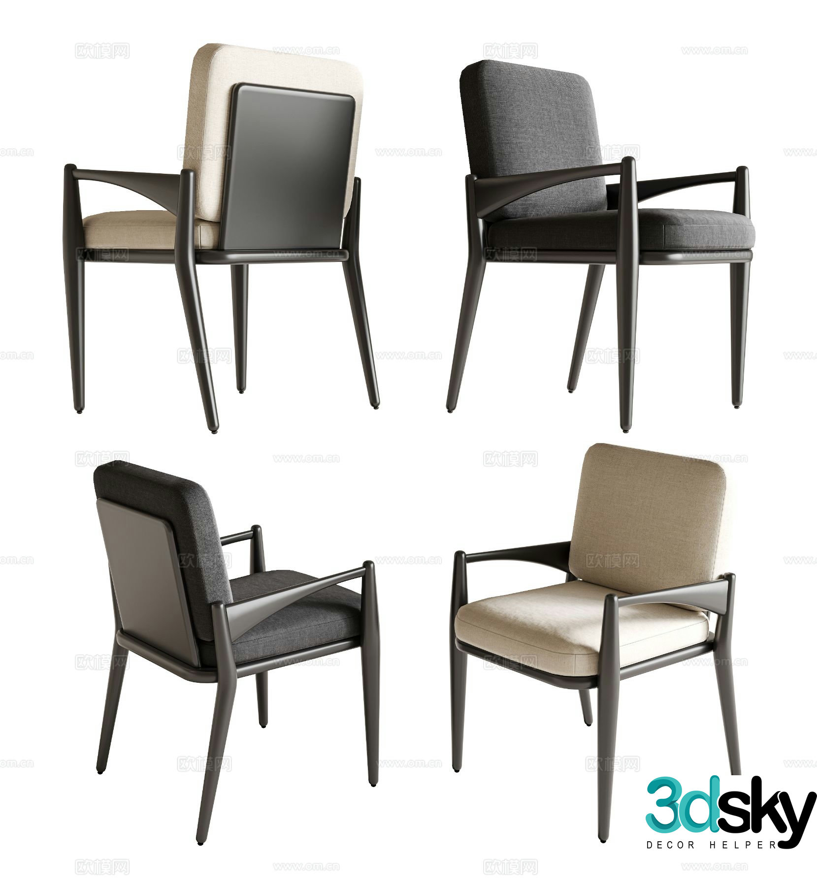 Modern chair dining chair 3d model