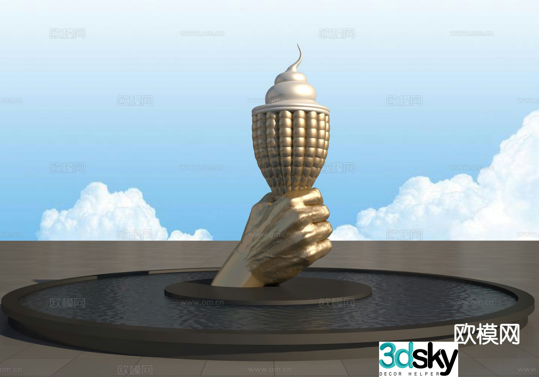 Ice cream landscape sculpture 3d model
