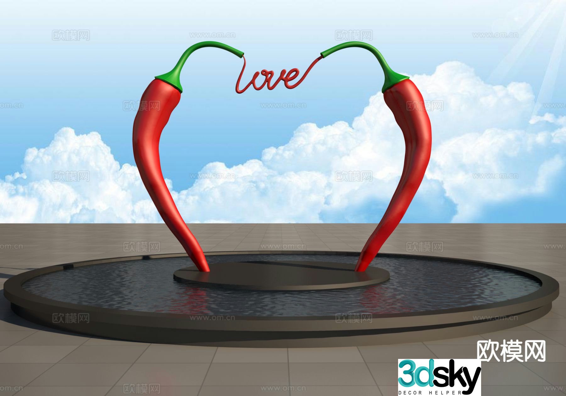 LOVE love sculpture chili sculpture 3d model