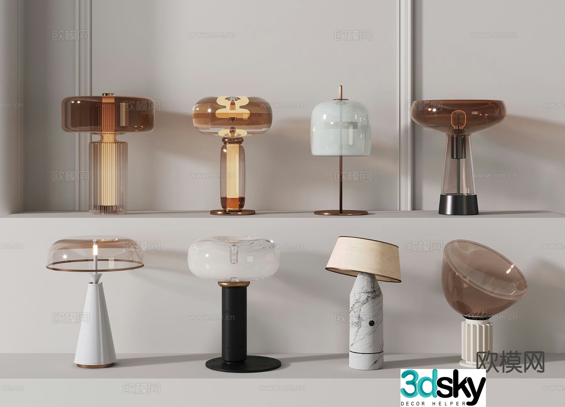 Light luxury glass table lamp 3D model