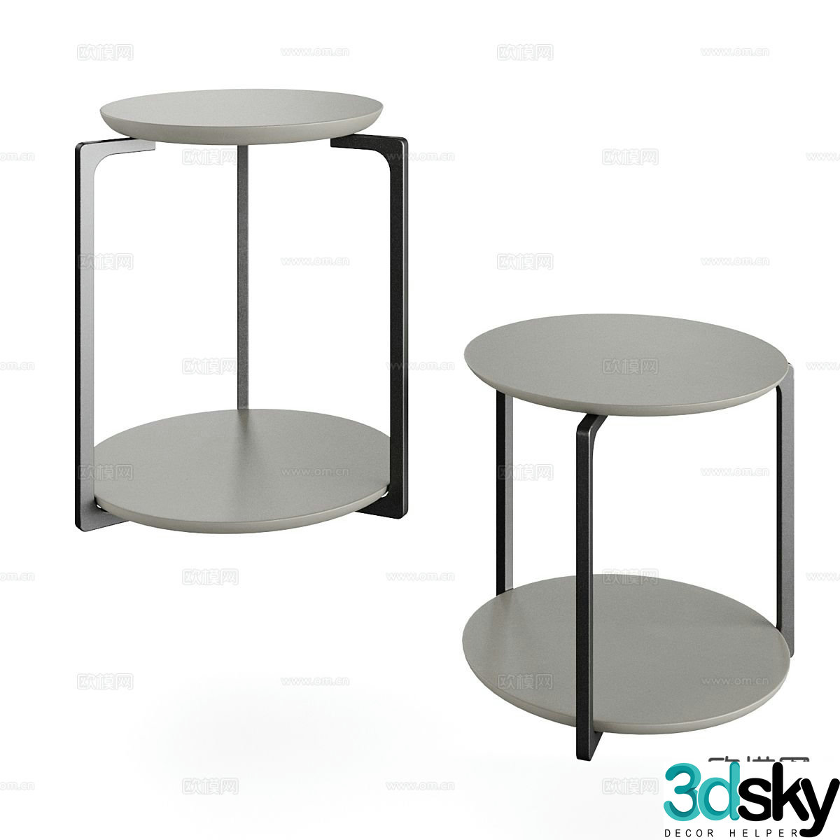 American HOLLY HUNT modern side table corner table round table 3D model