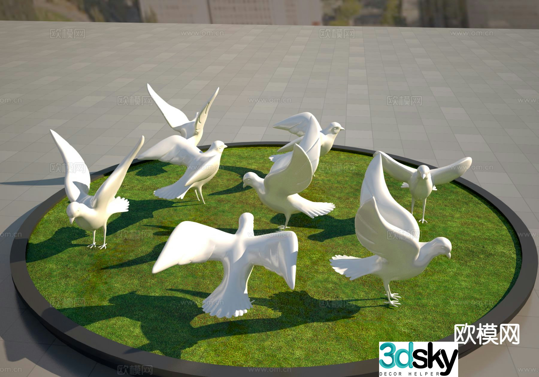 Pigeon sculpture square sculpture 3d model