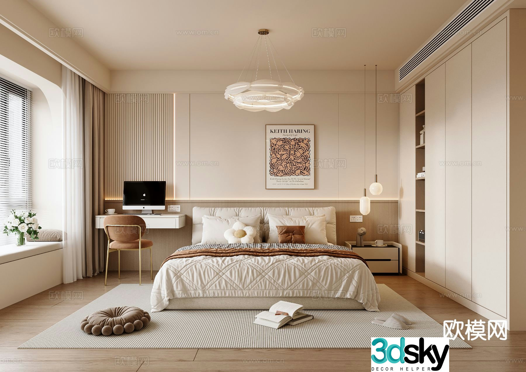 Cream style bedroom master bedroom 3d model