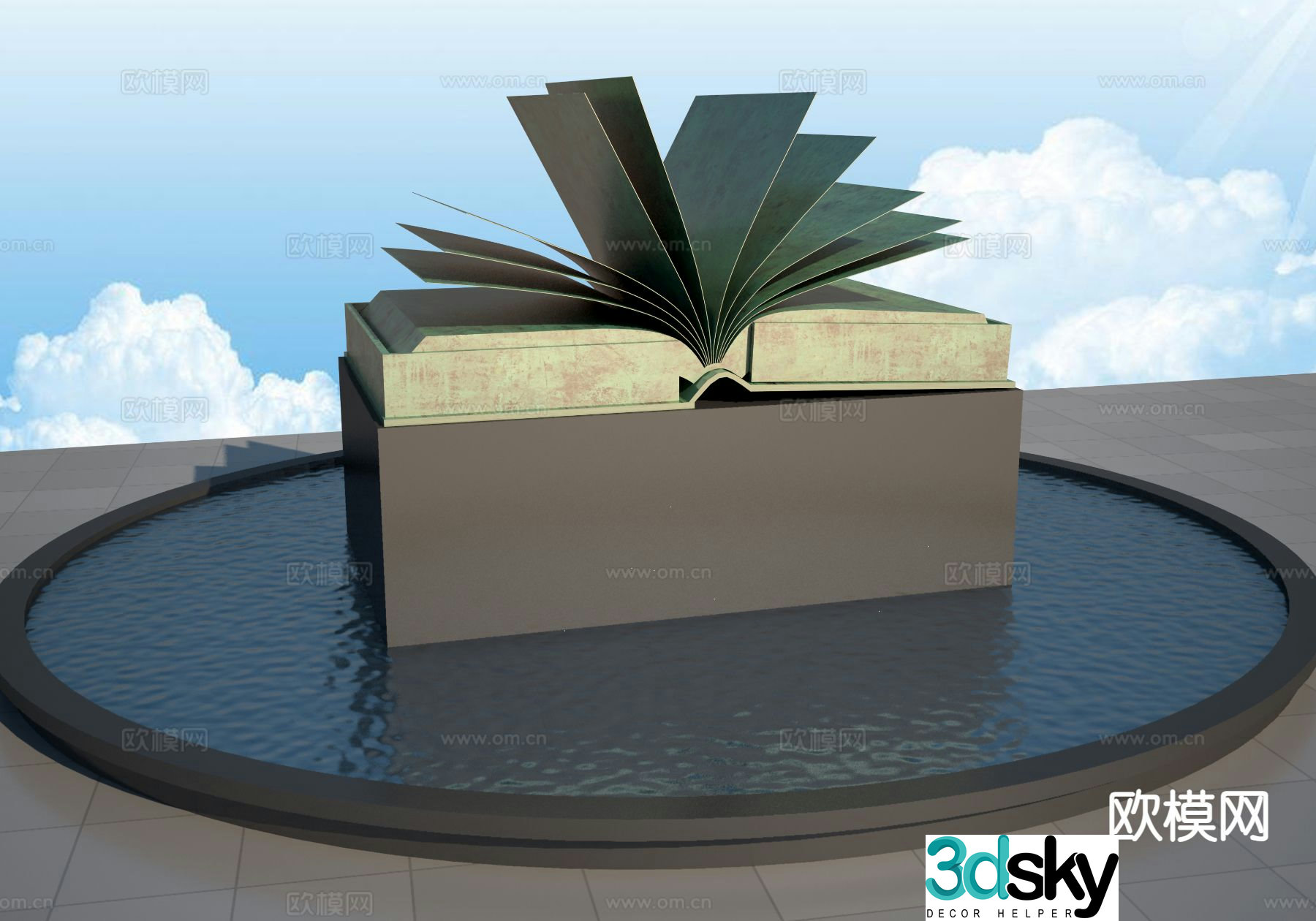 Book sculpture book page sculpture landscape 3d model