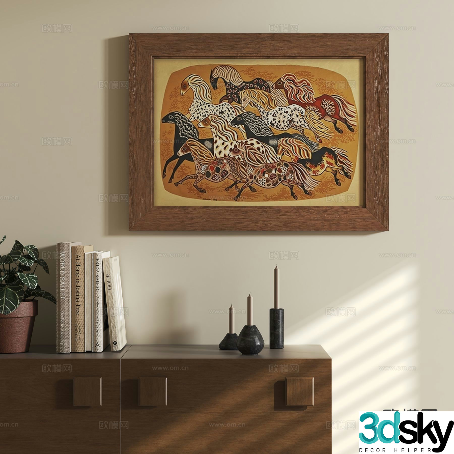 Medieval style hanging painting horse painting decorative painting 3D model