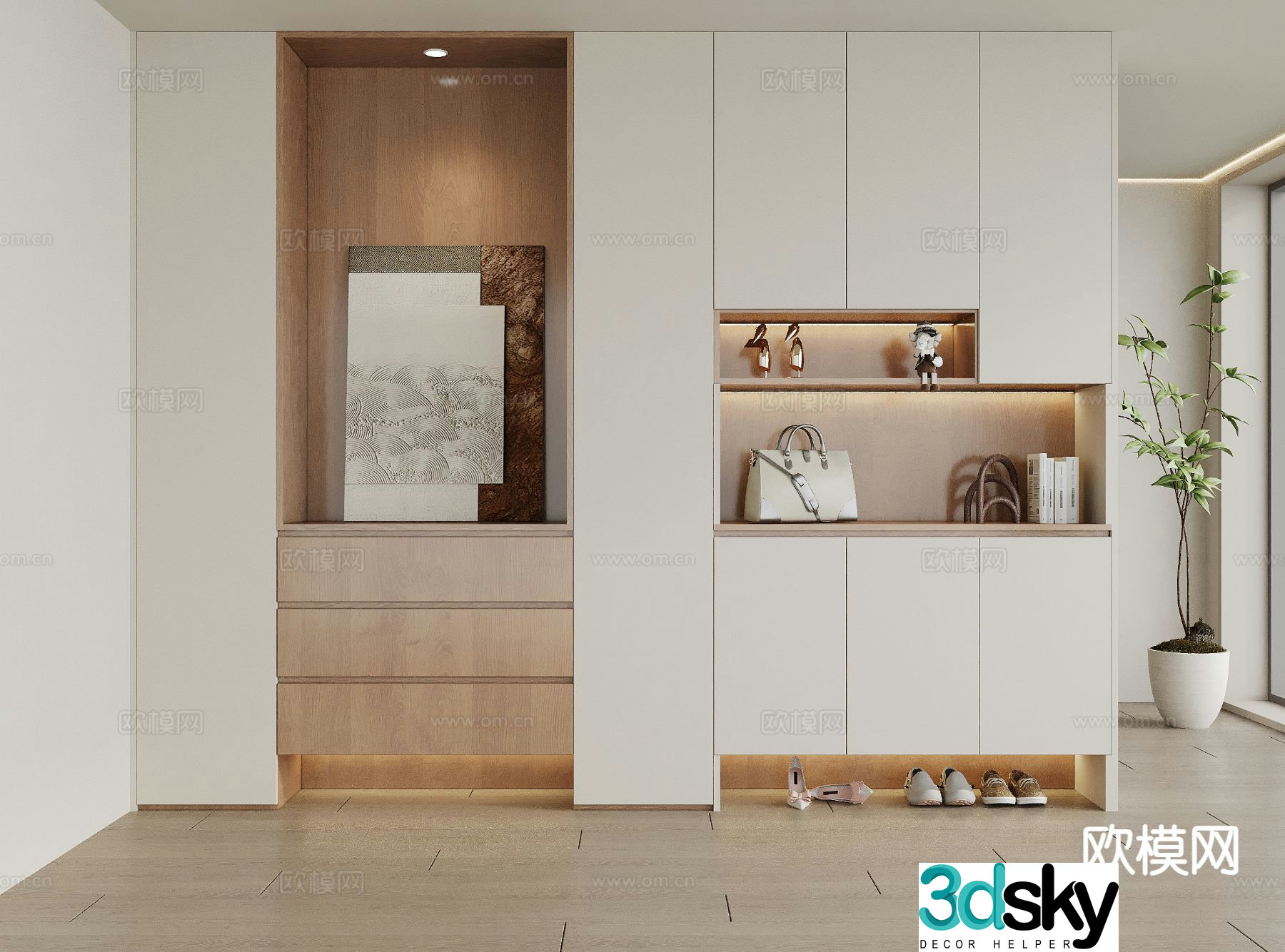 Modern entrance shoe cabinet 3d model