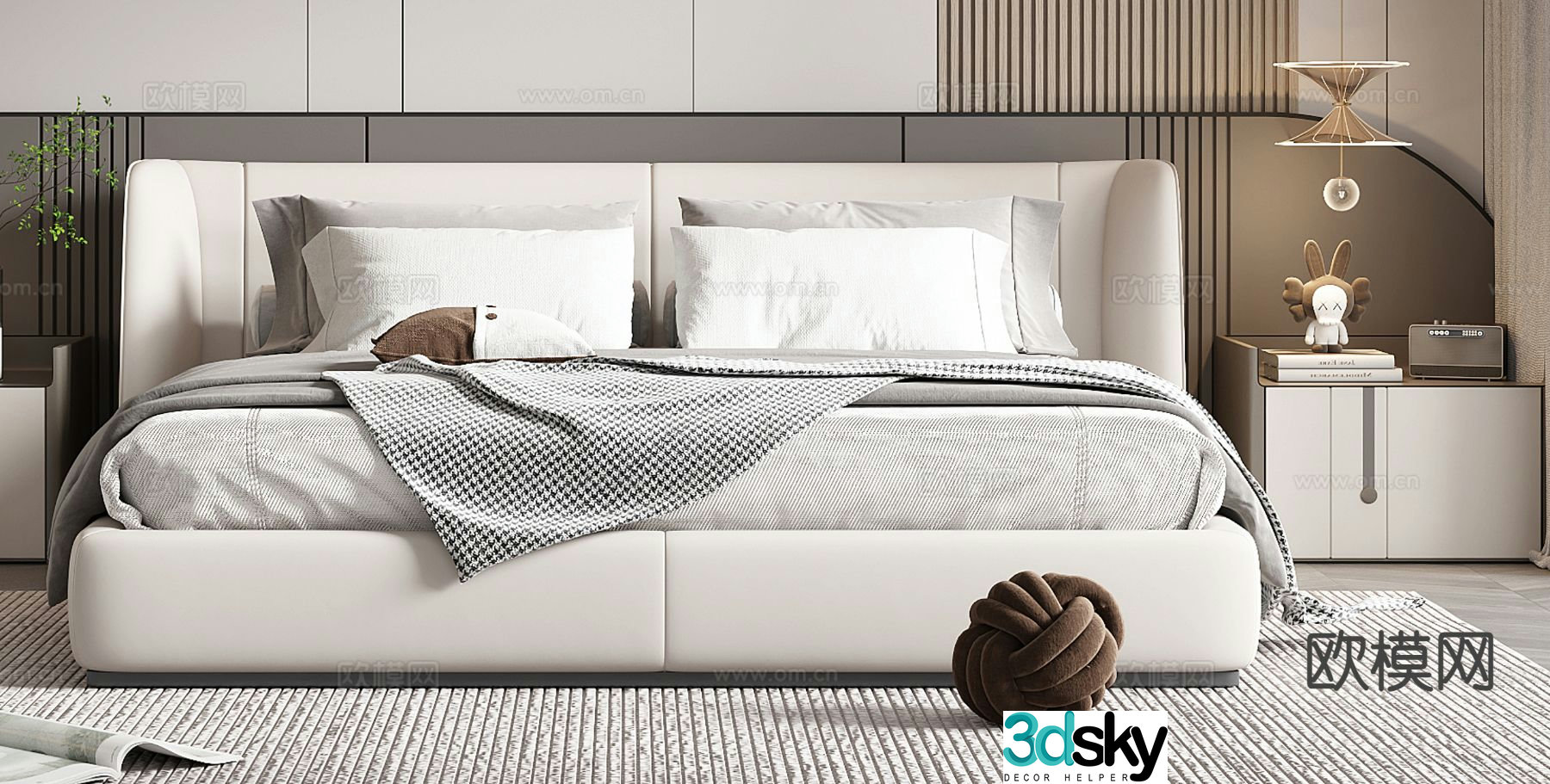 Modern double bed 3d model