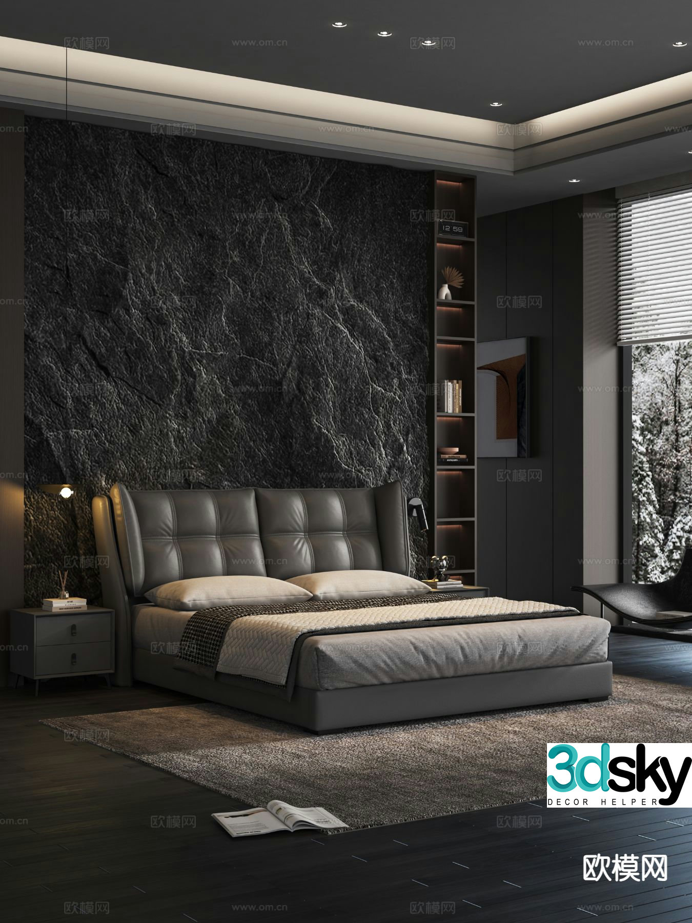 Italian double bed 3d model