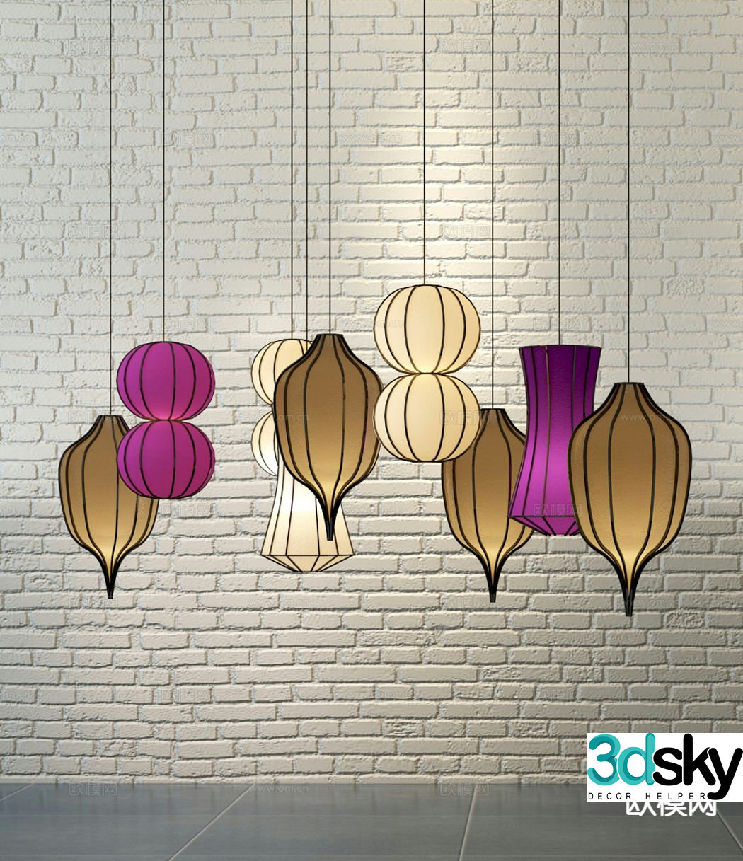 Southeast Asian chandelier art lamp 3d model