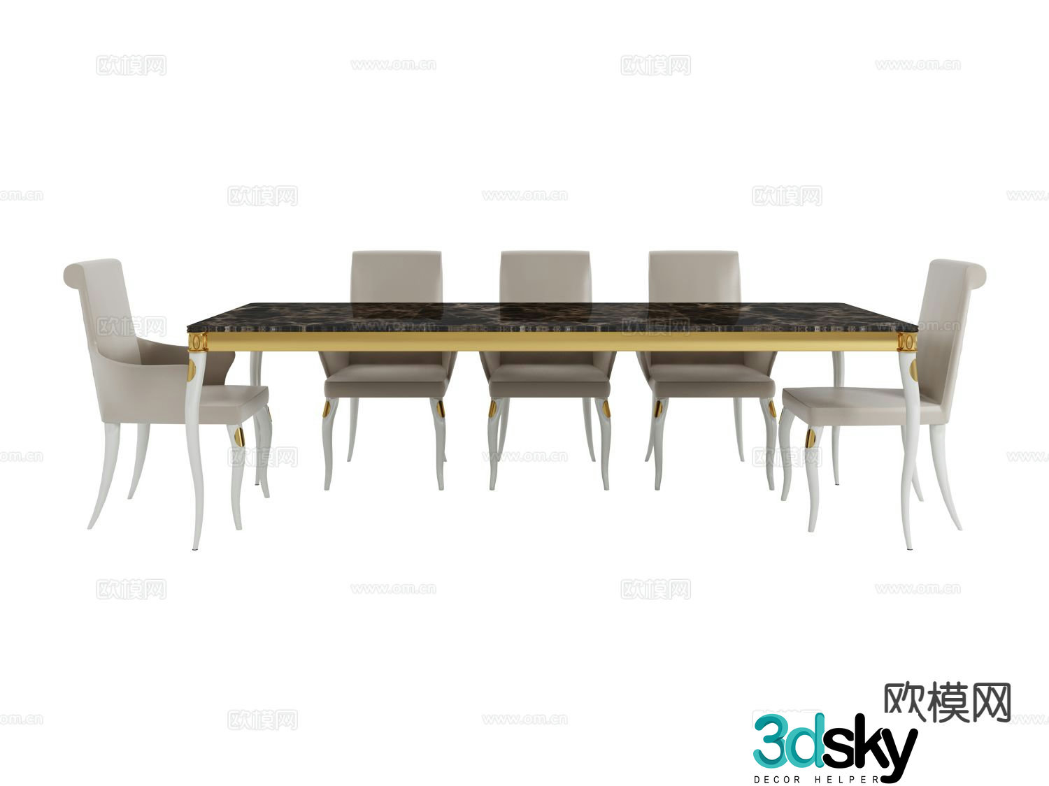 visionnaire long dining table and chairs 3d model