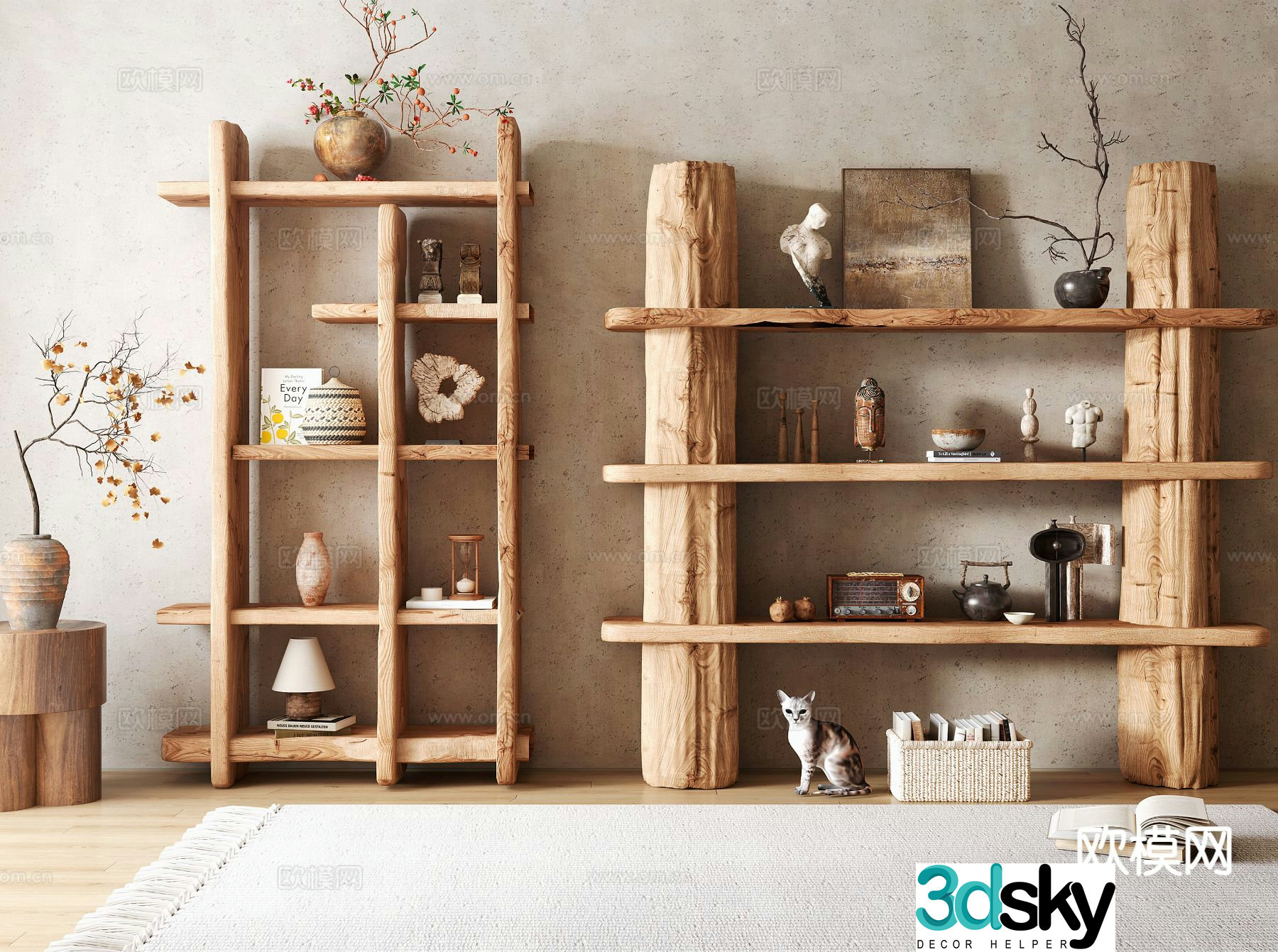 Wabi-sabi storage rack display rack display rack 3d model