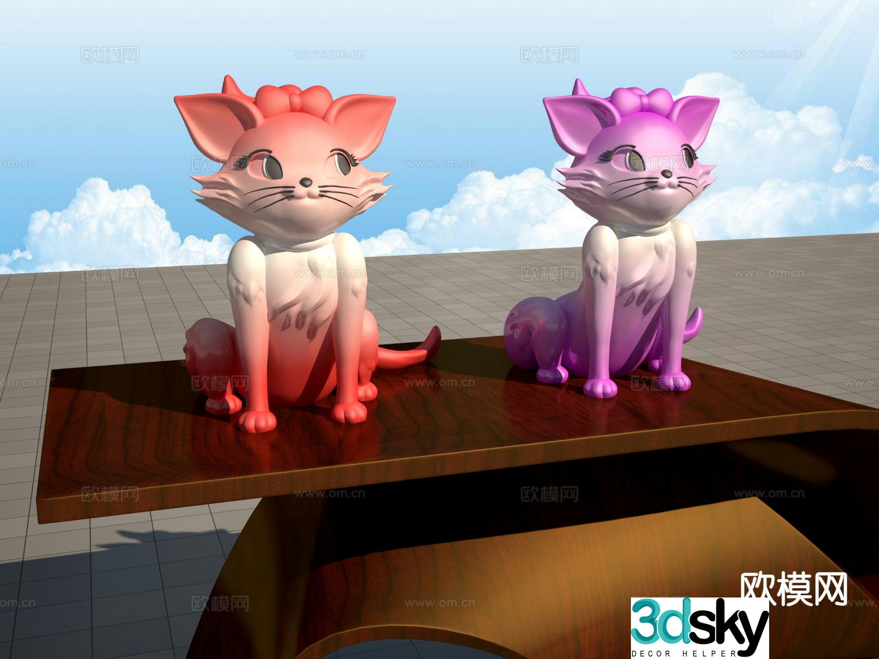 Cartoon Cat Trendy Toy Sculpture Doll Cartoon Ornament 3D Model