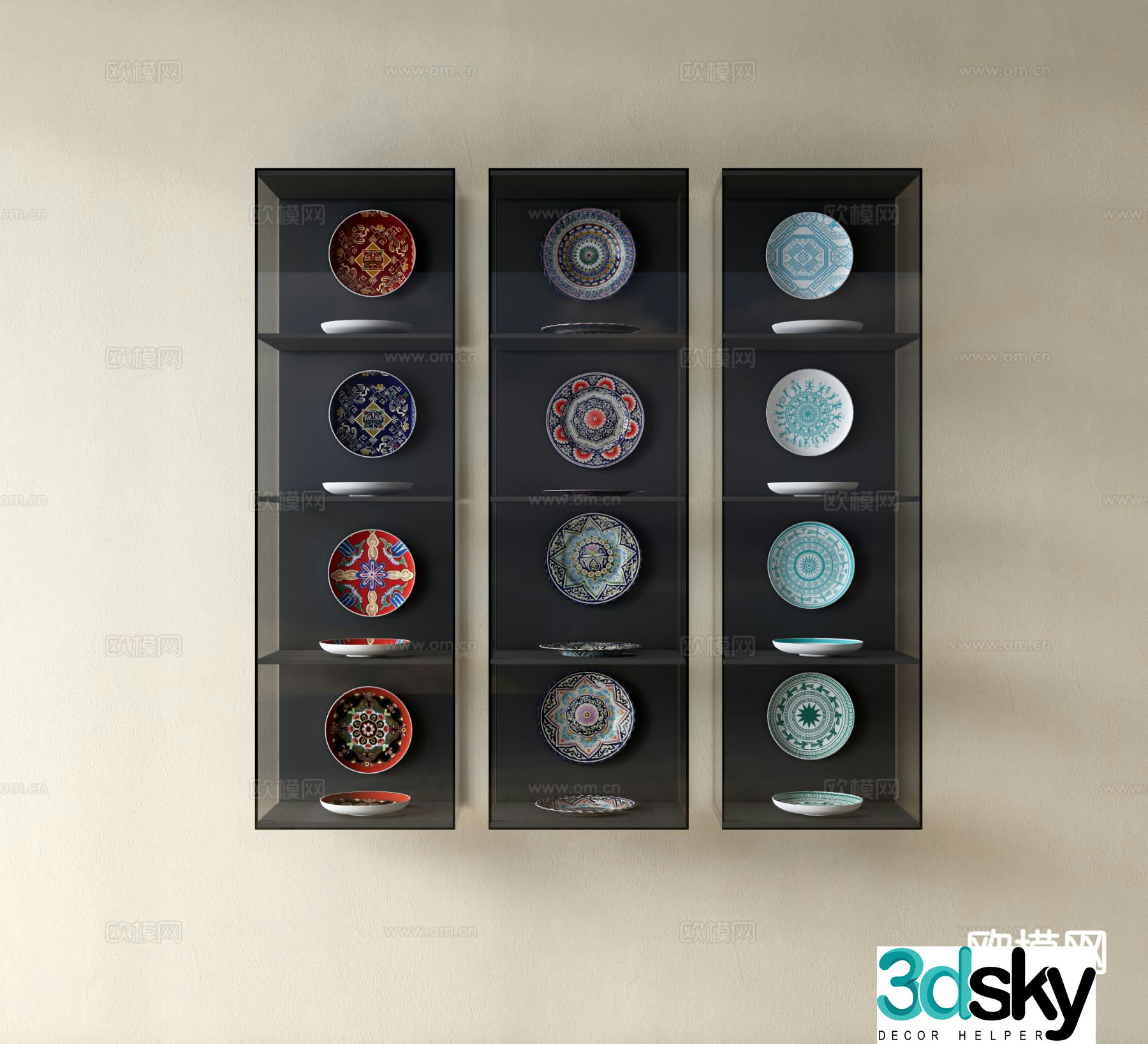 New Chinese plate wall decoration 3d model
