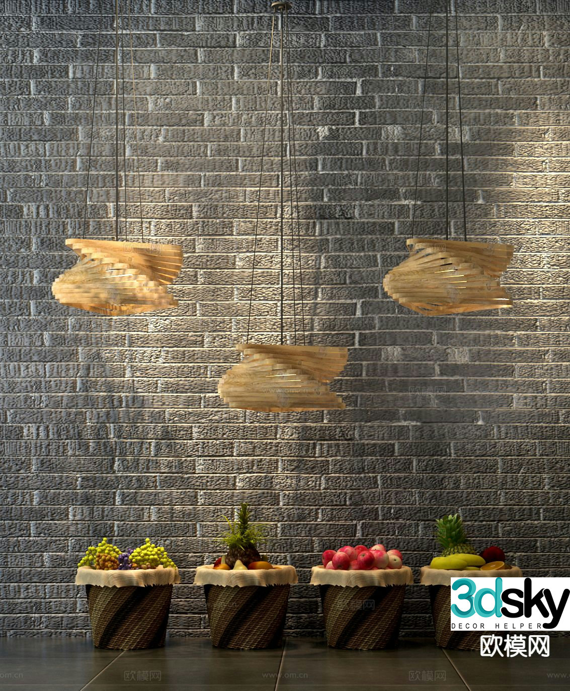 Wabi-sabi chandelier art chandelier 3d model