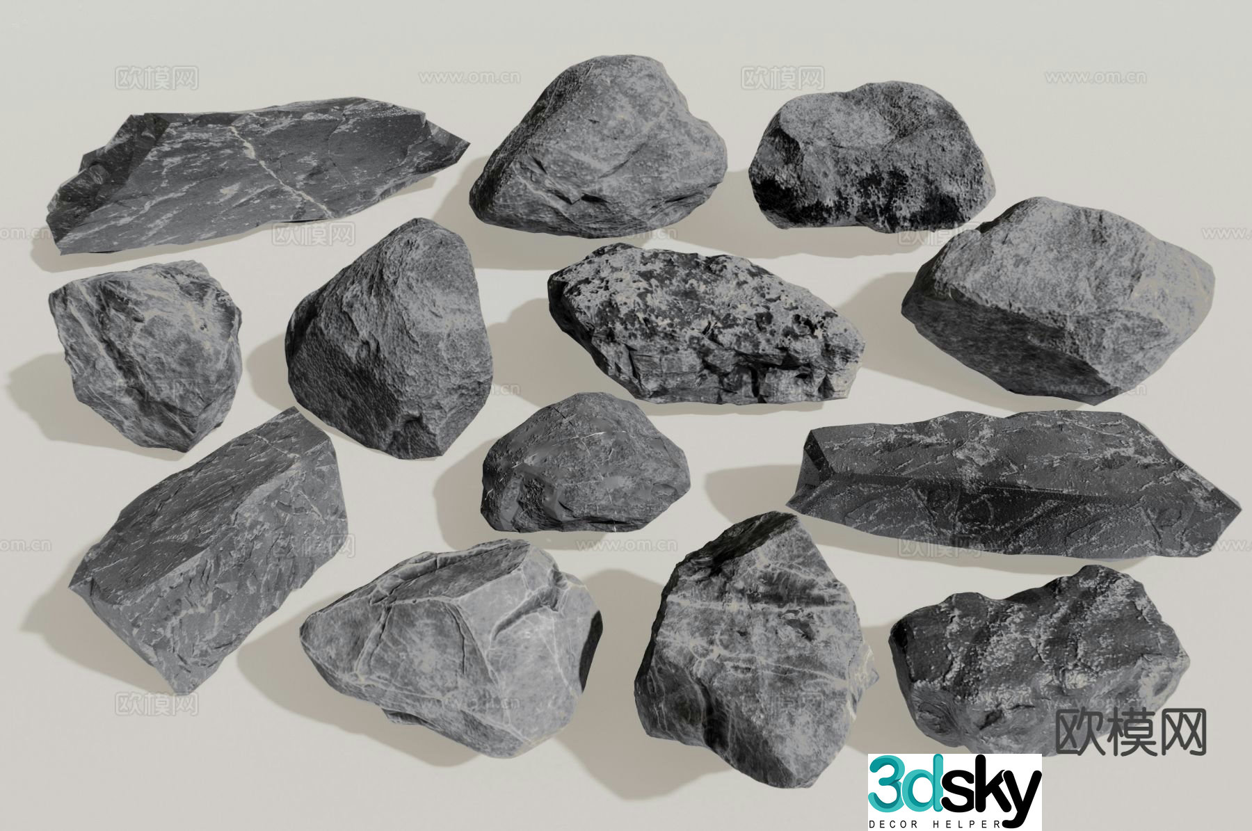 Modern landscape stones stones special-shaped stones paving stones 3D model