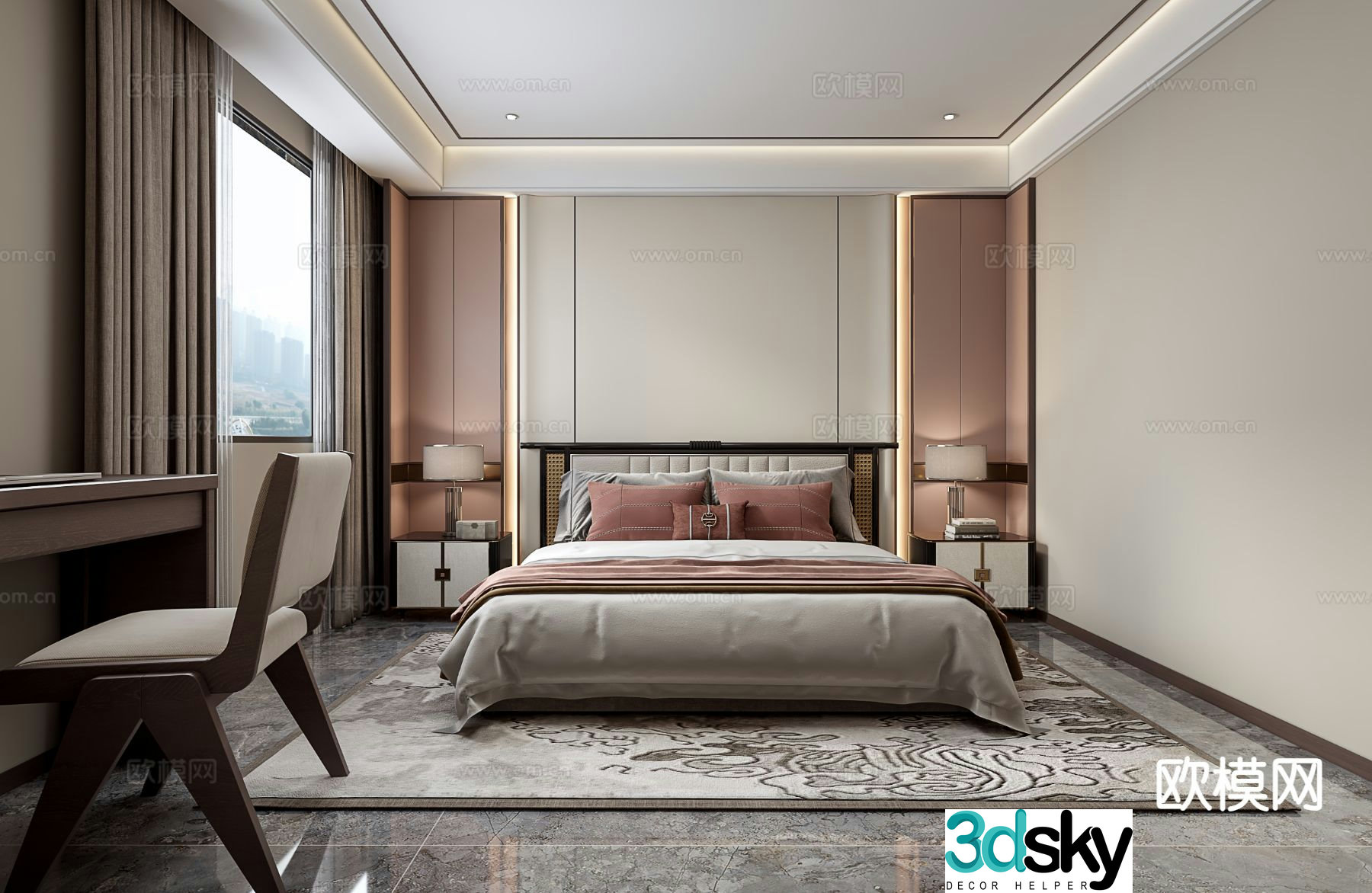 New Chinese style bedroom master bedroom 3d model
