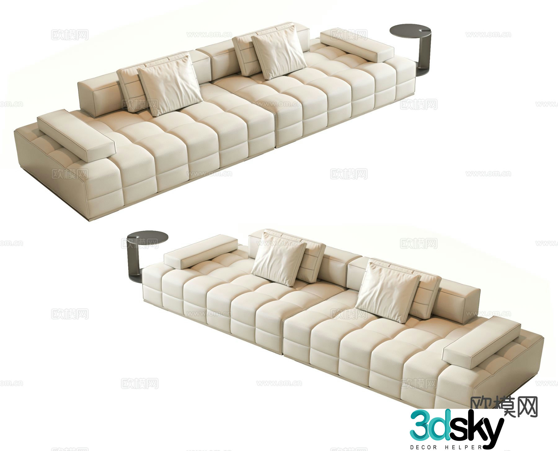 Double sofa leather sofa 3d model