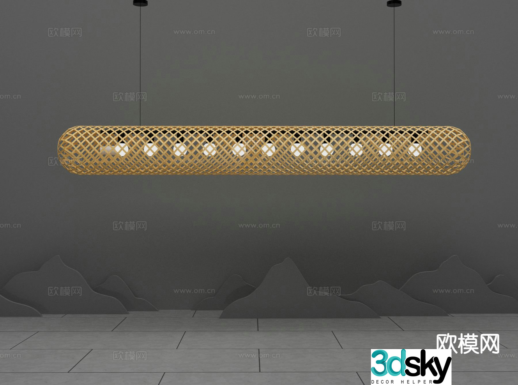 New Chinese style chandelier bamboo chandelier 3d model