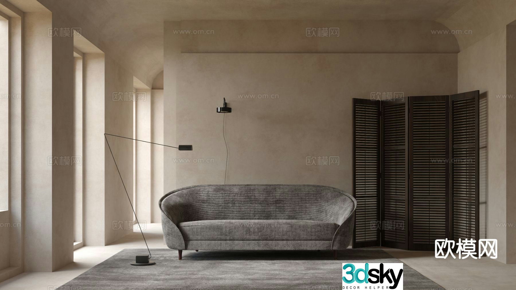 GUBI fabric sofa multi-person sofa 3d model
