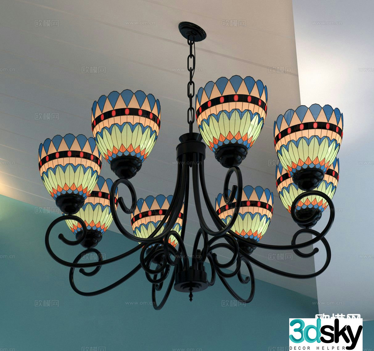 European style chandelier hall chandelier 3d model