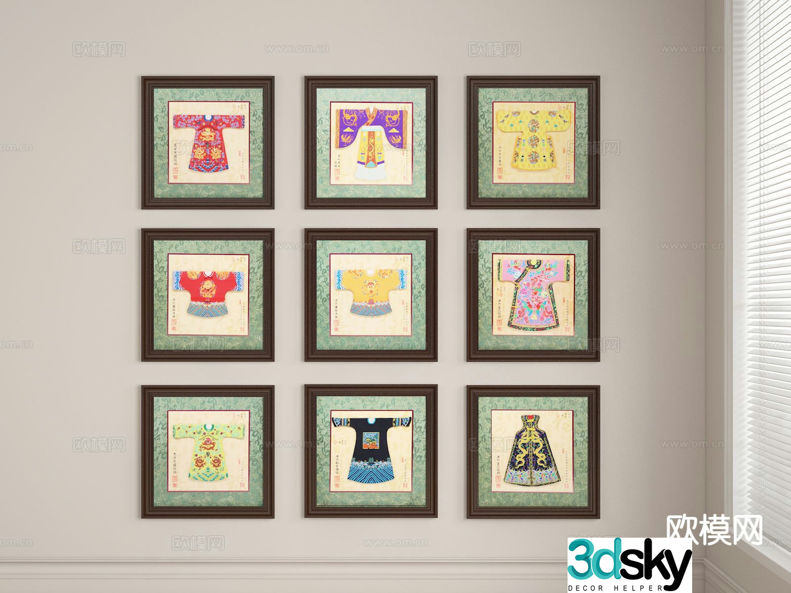 New Chinese style decorative painting art painting hanging painting 3d model