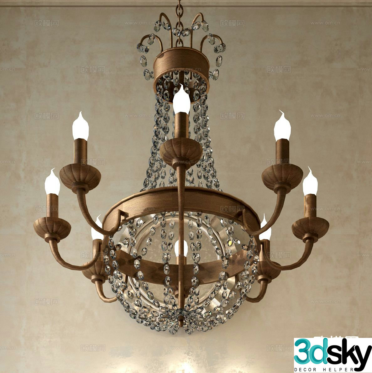 American chandelier hall chandelier 3d model